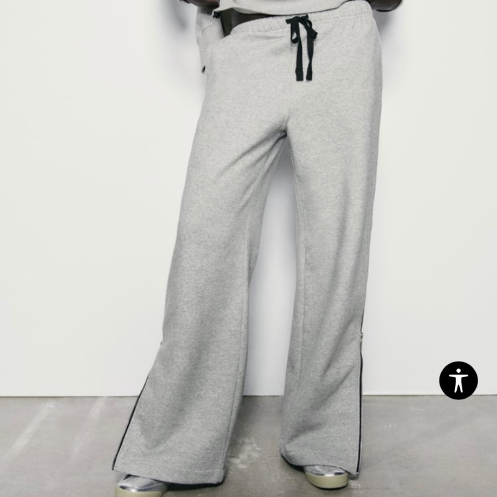 Zara Grey Zipper Sweatpants